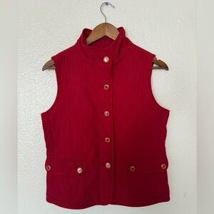 Talbots Cherry Red Quilted Vest Women’s Size petites S